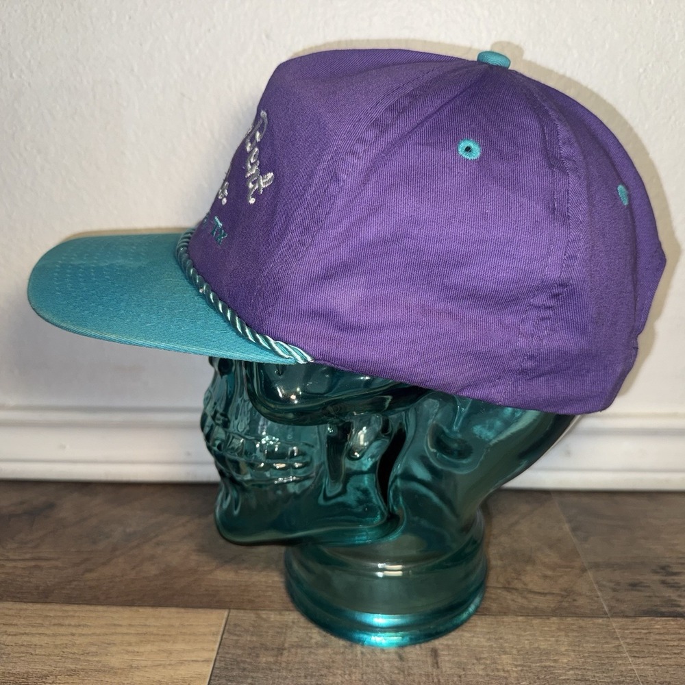 Whiskey Bent Hat Co. Brownsboro TX Roped Snapback Hat Cap Purple And Teal - Picture 3 of 8